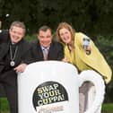 Niall Sloane, St. Marys Cathedral, Mayor James Collins and Helen O'Donnell, Tidy Towns, at the launch Picture: Alan Place