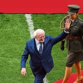 President  Michael D Higgins waves to the crowd at the start of the Limerick and Cork semi-final in July