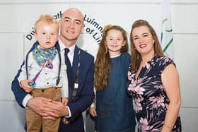 Proud occasion: Daniel Butler, with his wife Tania and their children Jacob, 2, and Layla, 8 Picture: Liam Burke/Press 22