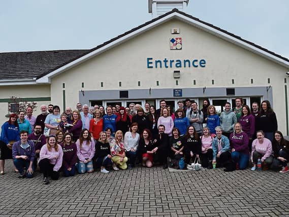 Campaigners from Limerick Together For Yes outside the Limerick count at Limerick Racecourse Picture: Michael Lee