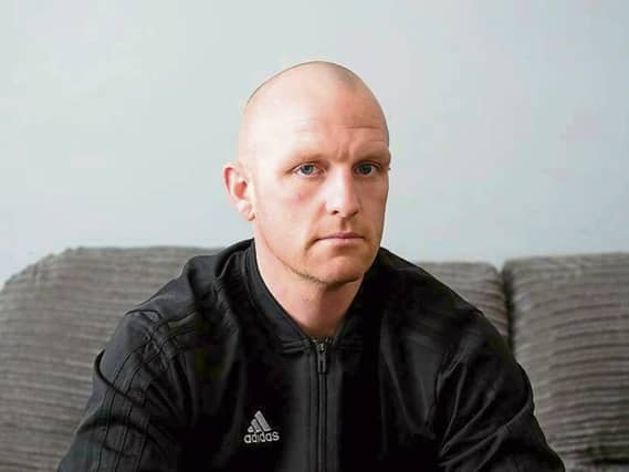 This portrait of Derek Byrnes is one of many of Jamin Keogh’s works being exhibited in Dublin