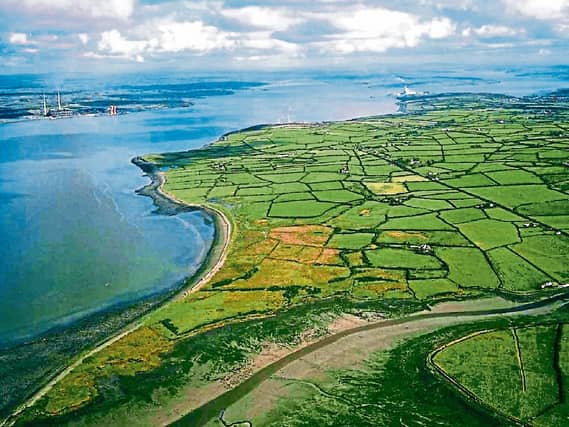 An aerial view west of Tarbert. The landbank is located further west.