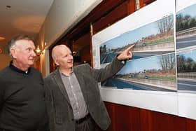 Cllr Joe Pond and Barry O’Sullivan of Johnson and Johnson at the public meeting in Monaleen GAA Club about the proposed second wind turbine Picture: Dave Gaynor