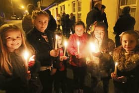 Pictured at the candlelight vigil in memory of Rose Hanrahan were Saoirse and Coaimhe O'Keeffe, Chris Barrett, Daniella Connihan, Rihanna Fitzgerald and Aleesha Kennedy Picture: Brendan Gleeson