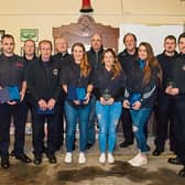 Members of Cappamore Fire Service being presented with plaques for winning Limerick’s Fittest Superstars and were thanked for handing back their prize of €1,000 to the playground fundraising committee