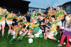 Two Mile House celebrate after defeating Huntestown Rovers in 2014. Picture: Adrian Melia