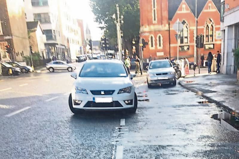 Car double-parked outside Henry Street garda station