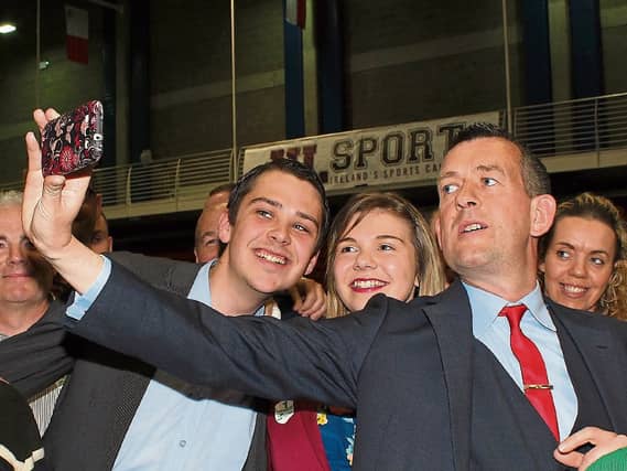 Cllr Lisa Marie Sheehy getting a selfie with Sinn Fein's Maurice Quinlivan and Cllr Séighin O'Ceallaigh after the 2014 local elections Picture: Michael Cowhey