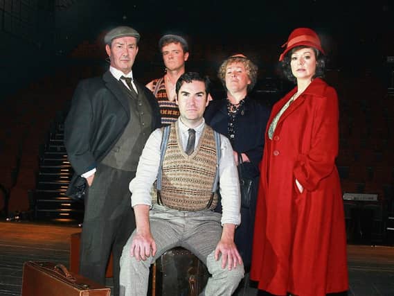Eoin Cannon, front (who plays Frank) and left to right, Marty Maguire (Malachy), Emmet Byrne (Malachy Jnr), Clare Barrett (grandma) and Jacinta Whyte (Angela) Picture: Adrian Butler