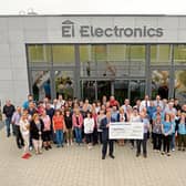 Michael Guinee, CEO Ei Electronics Shannon, presenting a cheque for €60,000 on behalf of the staff and company to Pat Quinlan, CEO Milford Care Centre Picture: Joe Buckley