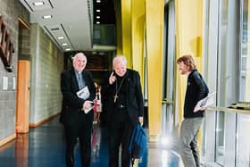 Bishop of Limerick Brendan Leary, Cardinal Christoph Schonborn, Archbishop of Vienna and Fr Chris O Donnell at the conference in Mary Immaculate College  Picture: Brian Arthur