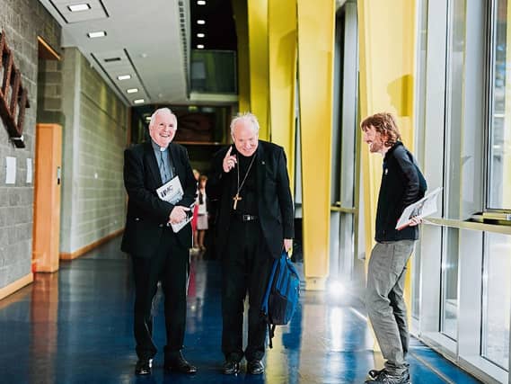 Bishop of Limerick Brendan Leary, Cardinal Christoph Schonborn, Archbishop of Vienna and Fr Chris O Donnell at the conference in Mary Immaculate College Picture: Brian Arthur
