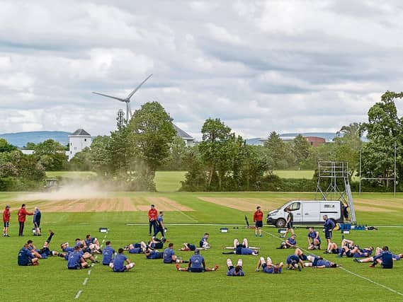 The Munster team training on the existing pitches at UL Picture: Sportsfile