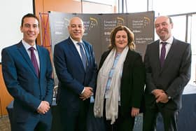 Clive Bellows, second left, pictured with Niall O'Callaghan of the IDA, Catherine Duffy, MD Northern Trust and Fergal O'Brien of Ibec Picture: Press 22