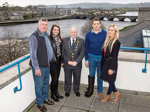 CJ Stander with wife Jean-Marie and parents Jannie and Amanda visit Mayor Kieran O'Hanlon Picture: Press 22