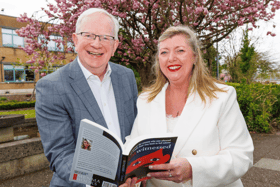 TUS President Vincent Cunnane and author Trish Bourke at the launch of Unwitnessed PICTURE: JEFF HARVEY