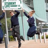 Lily O'Brien, Ross Cantillon and Lauren McKeogh from St Annes Community College at the launch of the summit Picture: Sean Curtin