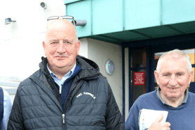 Shane Rigney, Vincent McKenna and Bill Pardy Enjoying round two of the Time Greyhound Nutrition A4 Derby in Limerick | PICTURE: Brendan Gleeson