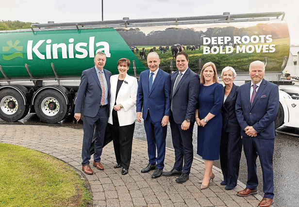 Pat Murphy, CEO of Kinisla; Minister Norma Foley, Taoiseach Micheál Martin; Minister Martin Heydon; Mary Buckley, Kinisla; Catherine Keogh, Kerry Group, and James Tangney, Kinisla chair at the launch