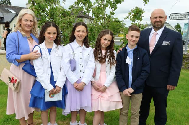 Mollie, Amelia, Lily and Lucas Slattery with their parents, Grace and James Slattery