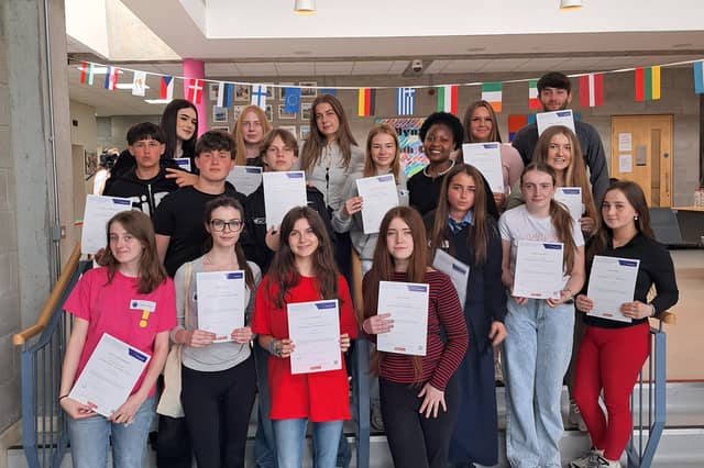 Flying the flag: Students from St Mary's National School, King's Island in Limerick city took part in Our Voice Our Europe at the Northside Youth Space, Ballynanty