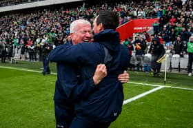 'We. Did. IT.' John Kiely and Paul Kinnerk embrace moments after the full time whistle in SuperValu Páirc Uí Chaoimh, Croke | PICTURE: Sportsfile
