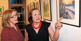 Artist Eva Coombes, pictured with former Limerick TD Jan O'Sullivan, who opened her last exhibition PICTURE: Adrian Butler