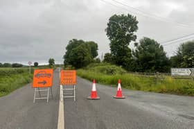Road closure signs on the R696 near Carrick-on-Suir this morning
