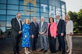 ​Dr Liam Brown, vice-president of research, development and innovation, at Technological University of the Shannon (TUS), Vanessa McTigue, commercial director, Shannon Airport Group, Tom Enright, Ryder Cup project director, TUS president, Prof Vincent Cunnane, Catherine Duffy, Northern Trust, Dr James Griffin, Dean of the faculty of business and humanities at TUS, and Lavinia Duggan, lecturer, faculty of business and humanities  PICTURE: BRIAN ARTHUR