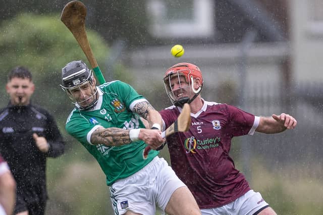 Limerick's Andrew Brennan under pressure from Galway's Andy Coen during their All-Ireland Championship fixture in Claughaun earlier in the year