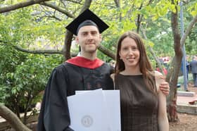 Andrew Ó Murchú, Patrickswell, with wife Kate at his graduation ceremony in Harvard University   