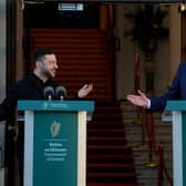 Volodymyr Zelensky and Micheál Martin in Dublin during the Ukrainian president's visit to Ireland in December 2025