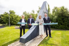 Pictured at Atlantic Aviation Group, Shannon Co. Clare, announcing Skillnet Climate Ready Academy's new Climate Risk & Resilience Programme to help Irish businesses prepare for climate disruption were; Claire Lynch, EHS specialist, Atlantic Aviation, Paraic Treacy, chief operating officer, 20FIFTY partners, Maria Kelly, programme director, Skillnet Climate Ready Academy and Ken Finnegan, chief strategy officer, Skillnet Ireland. PICTURE: Alan Place