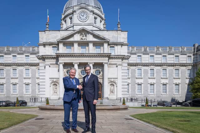 Tánaiste and Fine Gael leader Simon Harris with Fine Gael Councillor and Príomh Chomhairleoir of Limerick County Council, Tom Ruddle PICTURE: FERGAL PHILLIPS
Released on behalf of Fine Gael