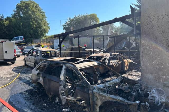 Damage to cars following the fire in Croom