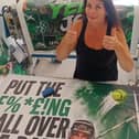 Elaine O'Dea working on her signs for Limerick fans