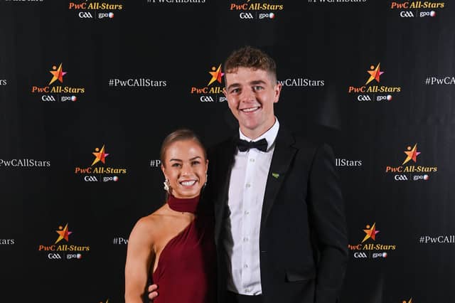 Who will be smiling on Sunday evening? David Reidy and Aoife Ní Cheallaigh attending the 2023 PwC GAA/GPA All-Star Awards