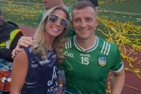 Michaela Arthur and partner Peter Casey pictured in Croke Park following the historic win
