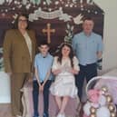 Sarah and Neilus Brouder with their son Conor and daughter Madelyn, as they celebrated Madelyn's Communion