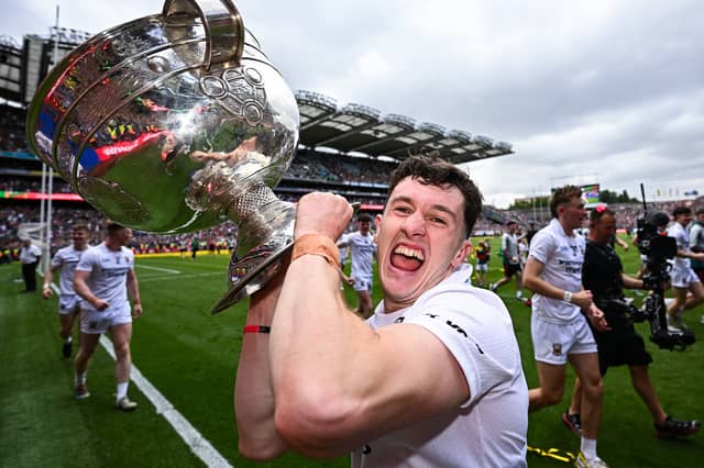 Former UL student Jack Coyne of Mayo celebrates with the Sam Maguire cup after their All-Ireland final win over Kerry