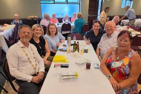 Mayor John Moran pictured with St Ailbe's Credit Union representatives, sponsors of the Cappamore Show Green Village, Aisling Power, Ber O’Riordan, Katrine O’Donoghue, John O Connor and Áine Commons