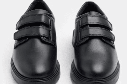 Kids leather riptape school shoes