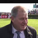 JP McManus being interviewed on Racing TV by Fran Berry