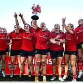 Munster celebrate following their Vodafone Women's Interprovincial Championship final match against Leinster last August