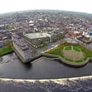 An aerial shot of Limerick city centre