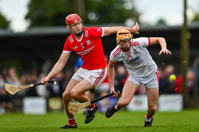 Donal Coughlin of Doon in action against Bryan Canny of Monaleen during the Limerick SHC clash