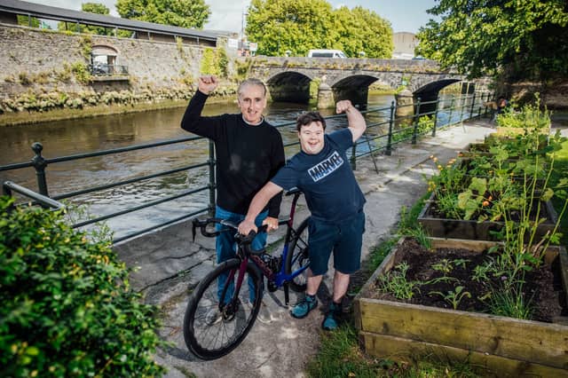 Sean Kelly with Brian Lowe, Down Syndrome Limerick member