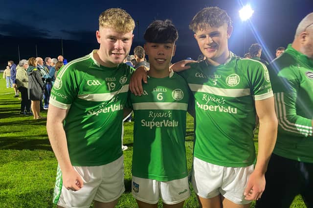 Kilmallock's Sean Freney, Xavier Nelligan and Jackie Dwane after their Premier Minor Hurling Championship final victory over Na Piarsaigh