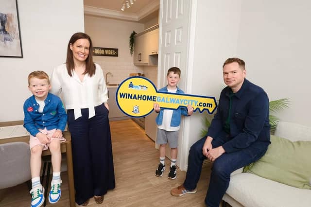 Jacqueline O'Gorman and Richard Kiely pictured with their sons George, 5 and Sam, 8
