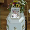 The coffin of the late Aoife O’Brien, 19, with a photo of the teenager placed on top